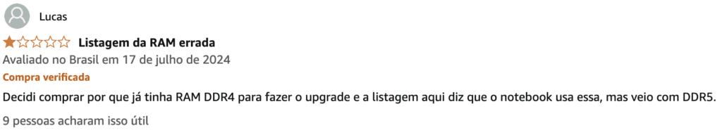 review 1 estrela amazon