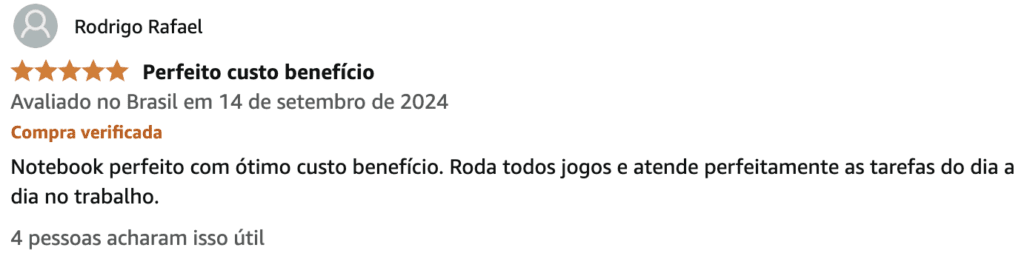 review 5 estrela amazon